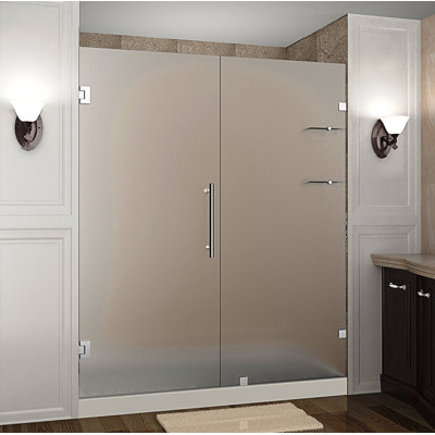 Nautis GS 72" x 72" Hinged Frameless Shower Door with Shelves