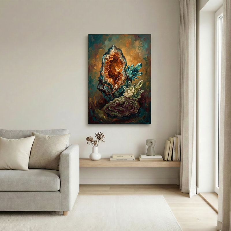 Toile orange sur fond de tourbillons, 24"H x 16"W