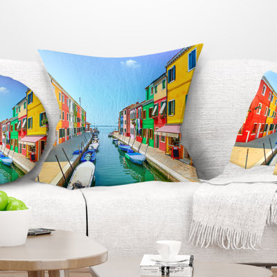 Île colorée du canal de Venise coloré - oreiller imprimé paysage