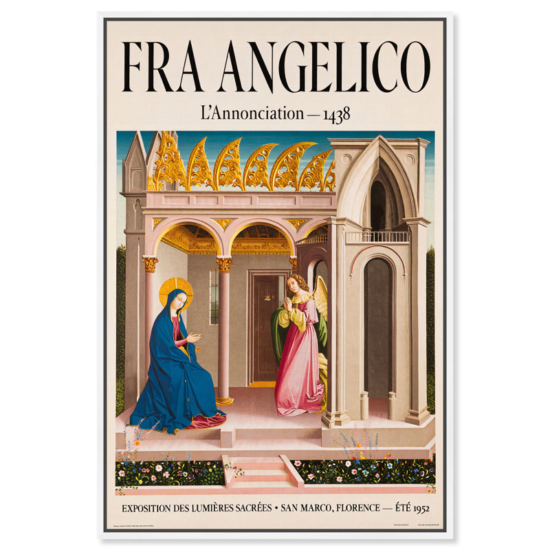 «Angel's visit to Mary», affiches sur toile par Art Remedy, H 16 po x l 11 po, Cadre blanc