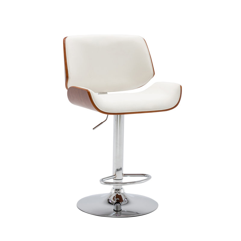 Litton Height Adjustable Swivel Faux Leather Bar Stool, White