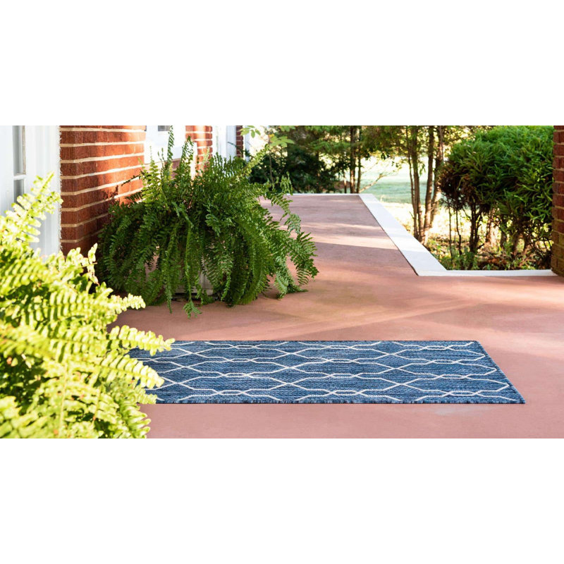 Outdoor Preen Area Rug Deep Sea Color, Rectangle 4' x 6'