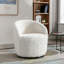 Fauteuil demi-tonneau avec accoudoirs pivotant en tissu de poils de lapin artificiel avec anneau en métal thermolaqué noir