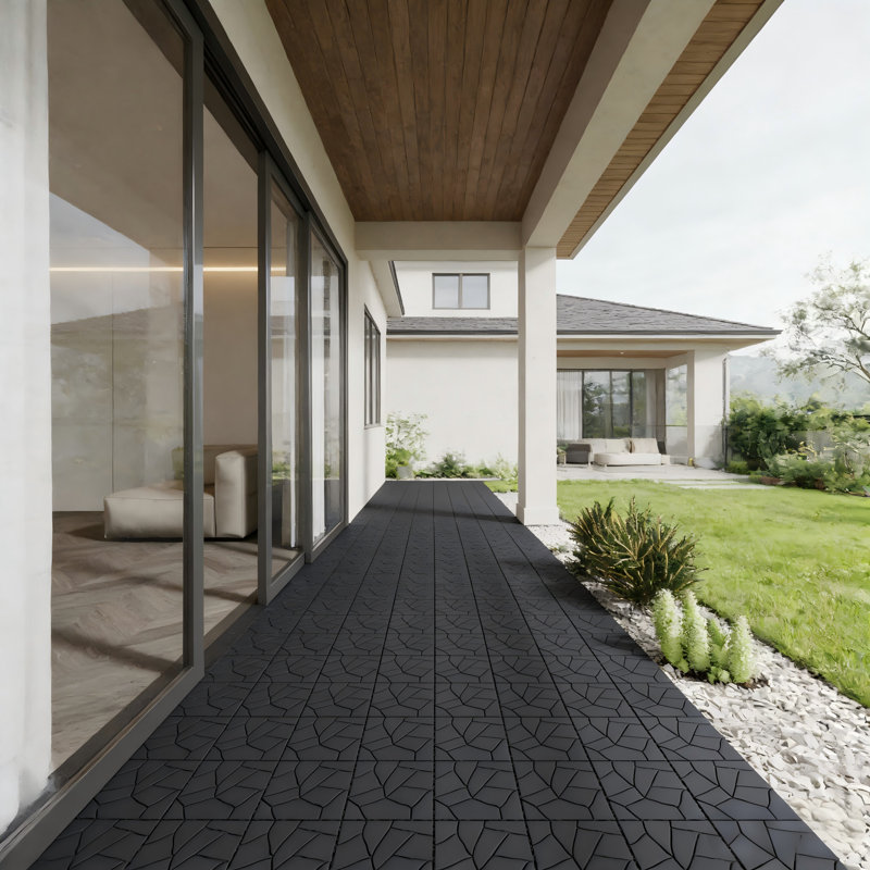 Carreaux de terrasse de style pierre de 12 po, tuiles de terrasse à emboîtement de module de bricolage (44 pièces)