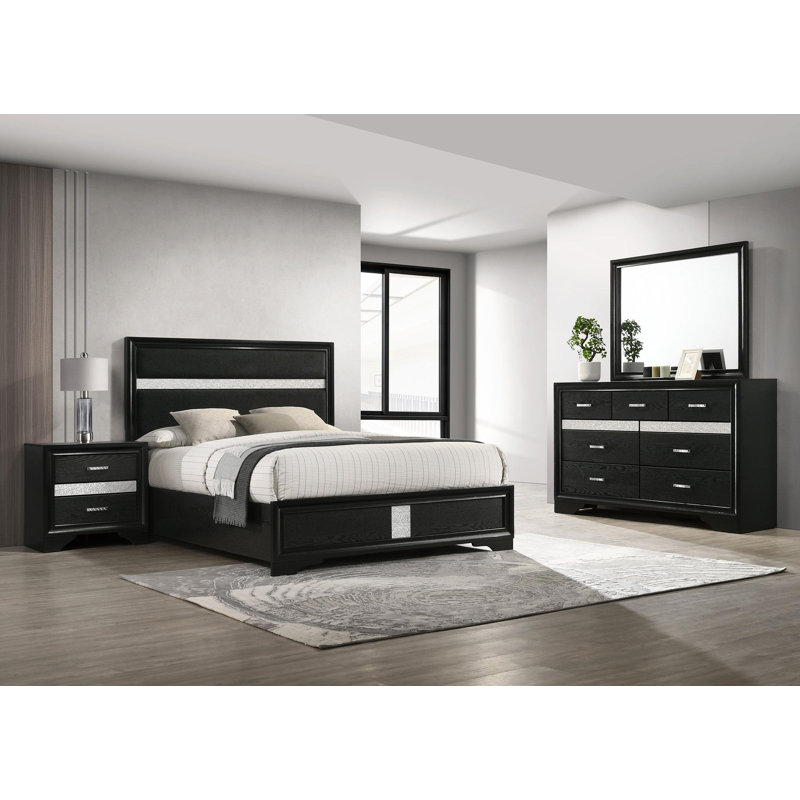 Miranda 4-Piece  Bedroom Set, Black 1, Eastern King