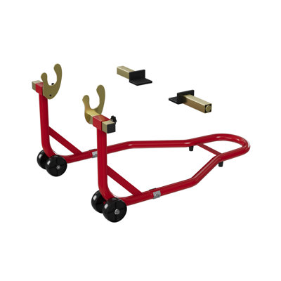 Motorcycle Stand Lift Set, Adjustable Swingarm Spool, Front Rear Brackets, 1PCS with Gloves, Red