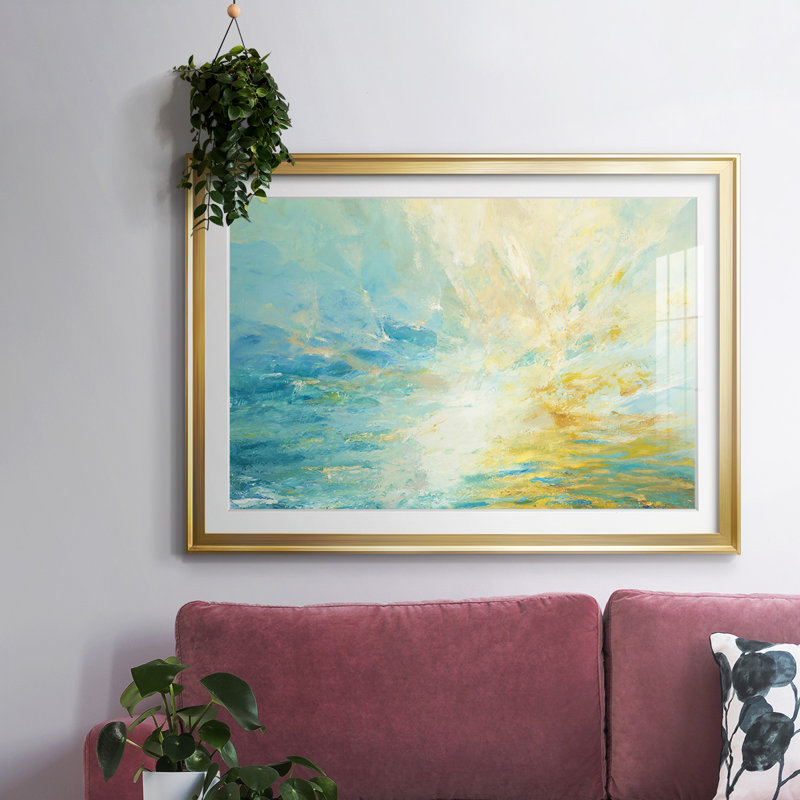 Sparkle & Flow-encadré imprimé avec biseauté mat et verre, Or, H 15 po x l 21 po x P 1,5 po