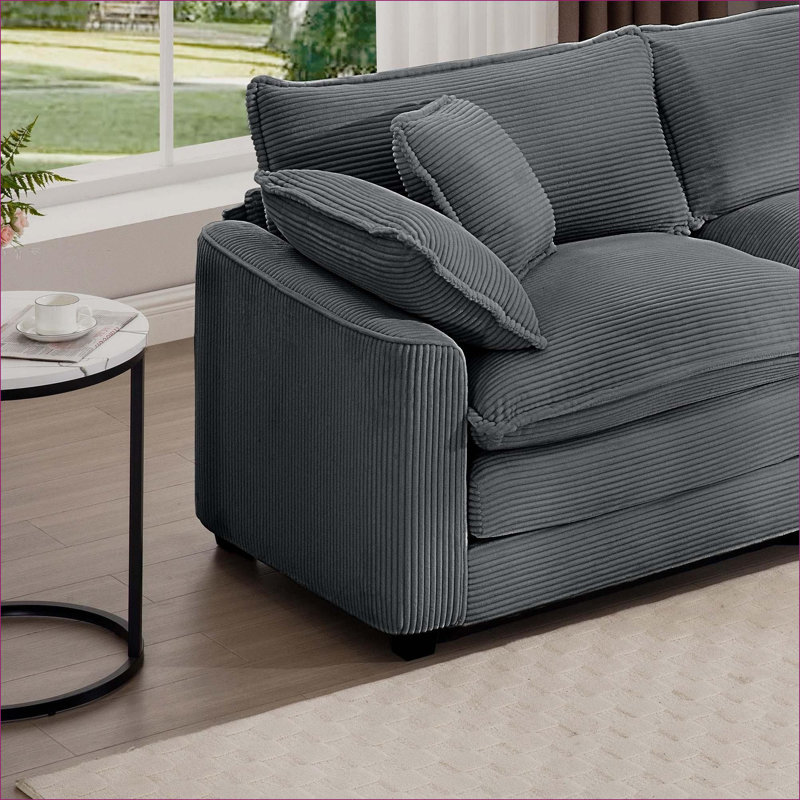 Canapés modulaires | Canapé-lit modulaire surdimensionné moderne en L avec repose-pieds | For Living Room | Gris | Velours côtelé