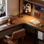 Bureau d'écriture en bois massif de couleur noyer foncé-118509578-118509580