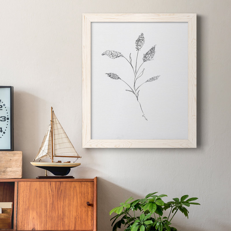 Floral S Croquis II - reproduction de cadre photo sur papier, H 20 po x l 17 po x P 1,5 po, Papier blanc