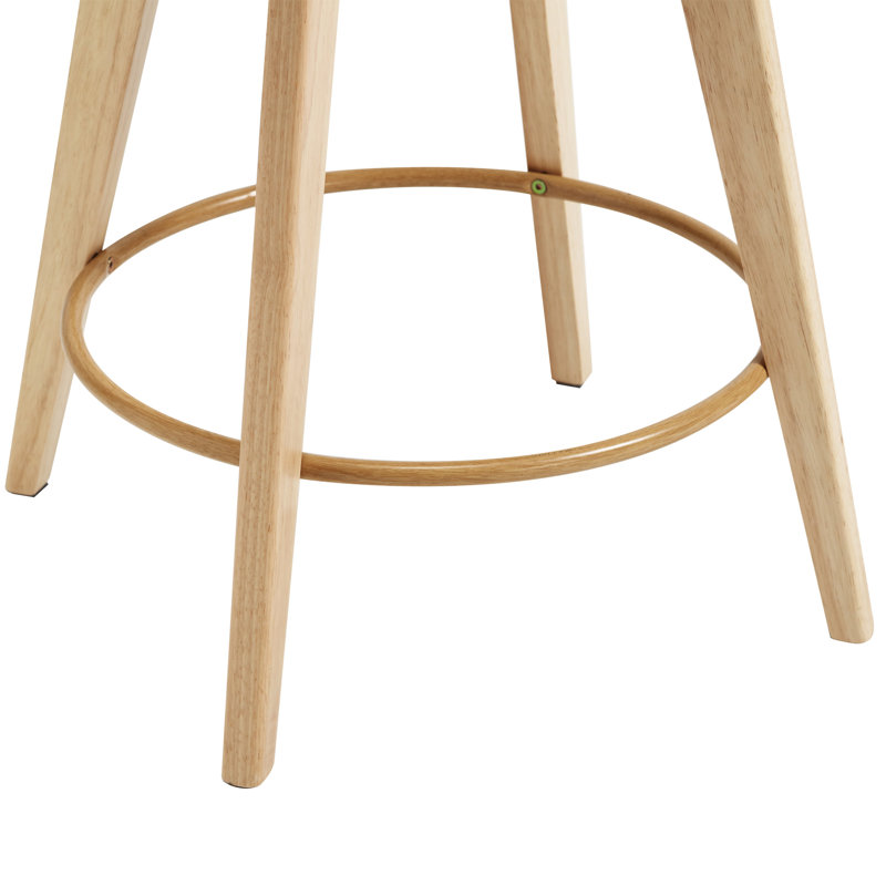Uniondale Swivel Upholstered 26.2'' Counter Stool with Rattan Cane Back and Solid Wood Frame