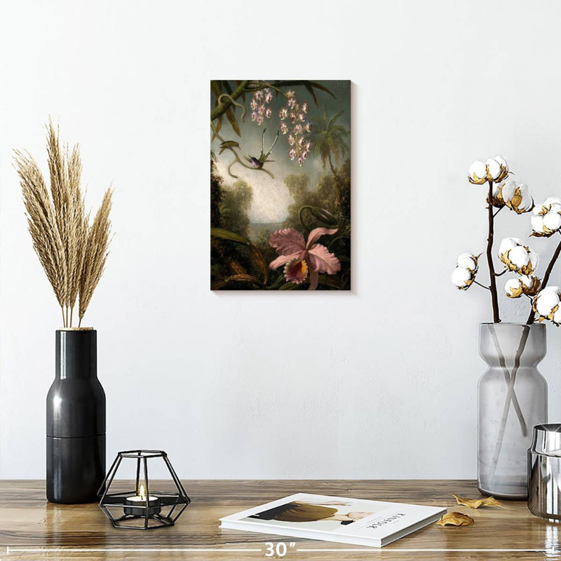 Orchidées Harnek avec colibri, H 12 po x l 8 po