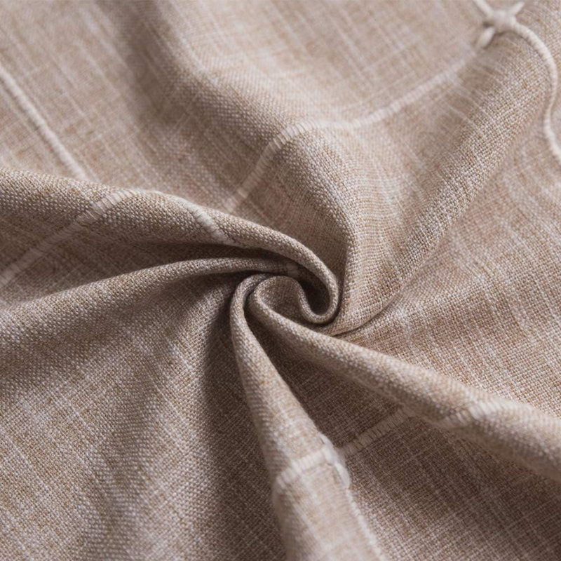 Grey Cotton Linen Tablecloth for Rectangular Tables Solid Lattice Embroidery Table Cover (135 x 220 cm), Tan