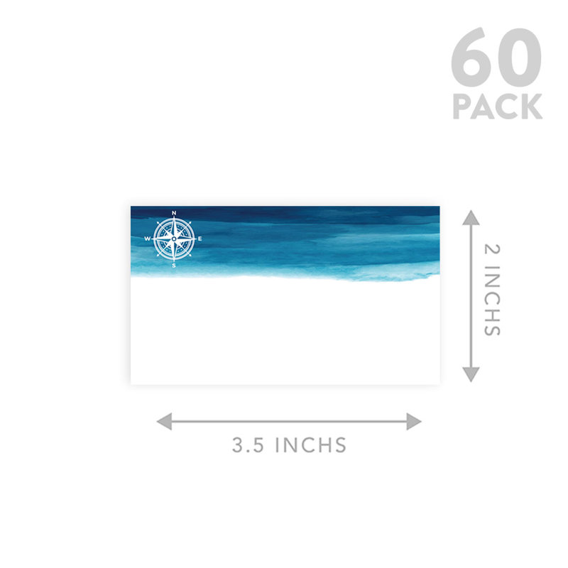 Cartes de place nautiques bleu marine pour tables de fête de mariage, places assises nominatives pour supports, paquet de 60