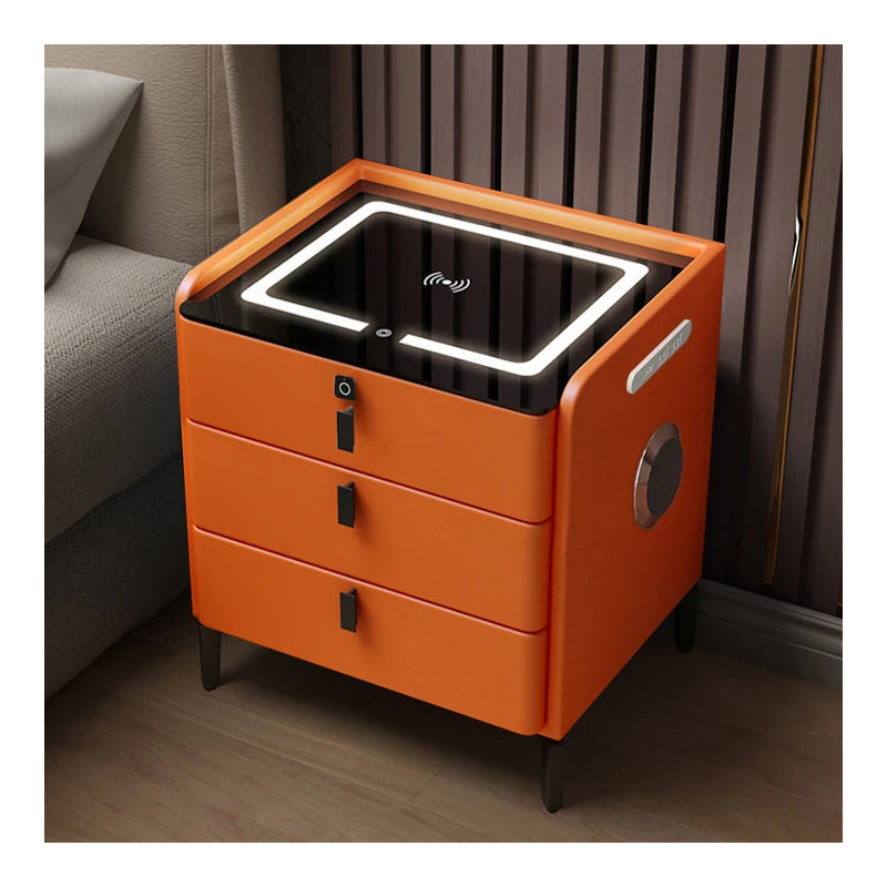 Chenaye Smart Console Nightstand Frames Cabinets Luxury, Orange