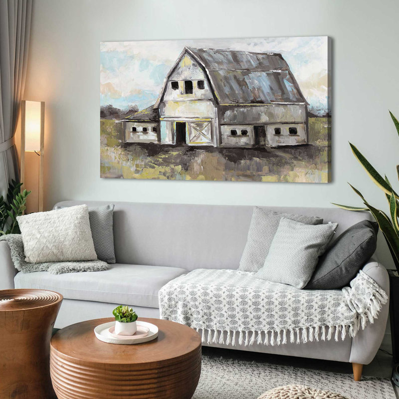 Tranquil Barn par Jeanette Vertentes - Peinture, Toile tendue, H 18 po x l 30 po x P 1 po