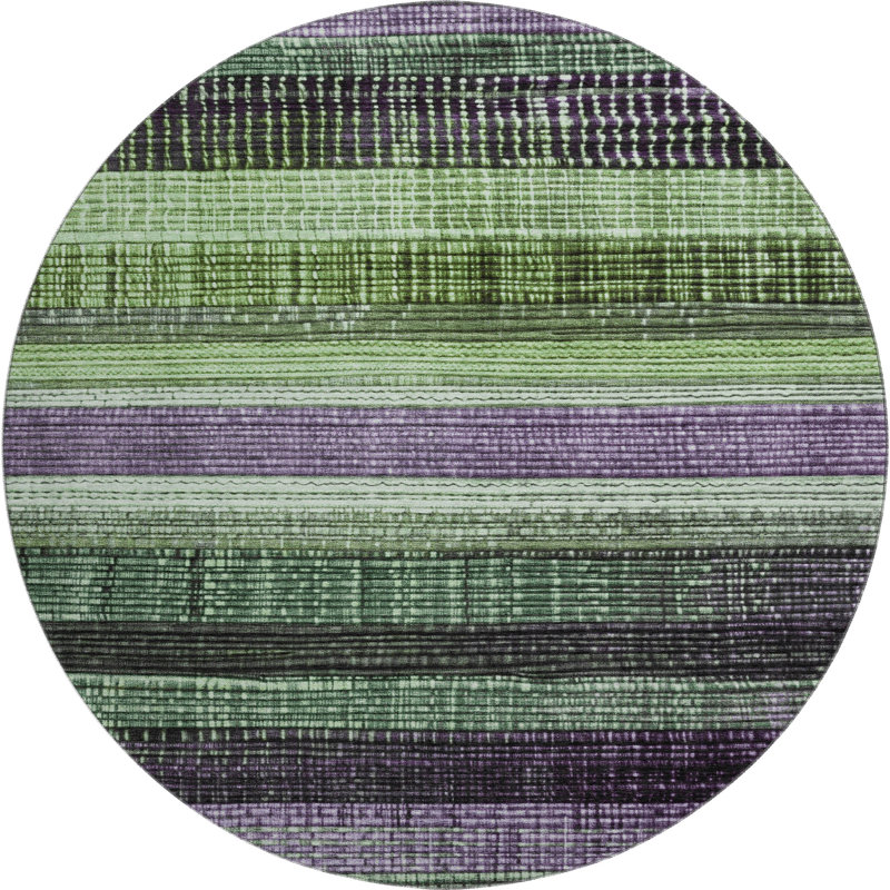 Premium Machine Washable Crestover AMF1873 Stripes Rug, Round 8'