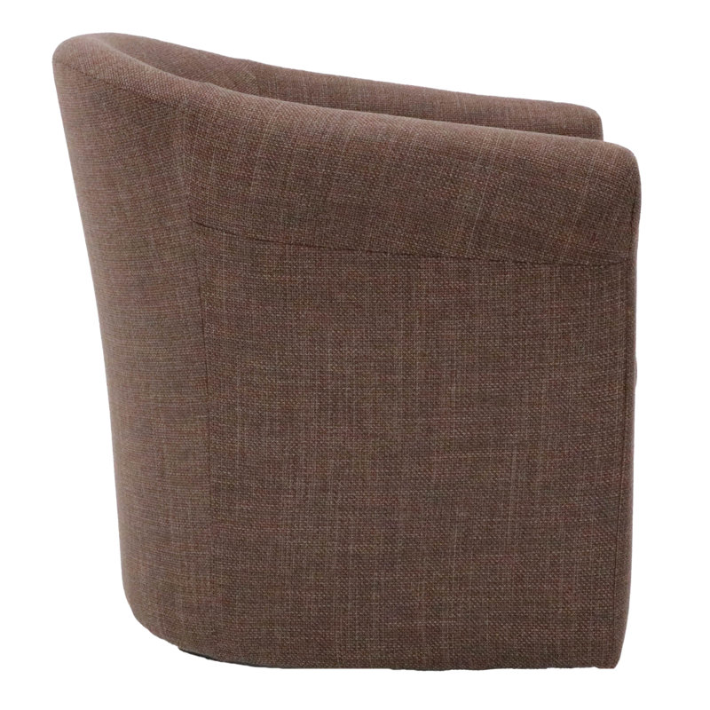 Anstett Upholstered Swivel Barrel Chair, Brown Polyester Blend