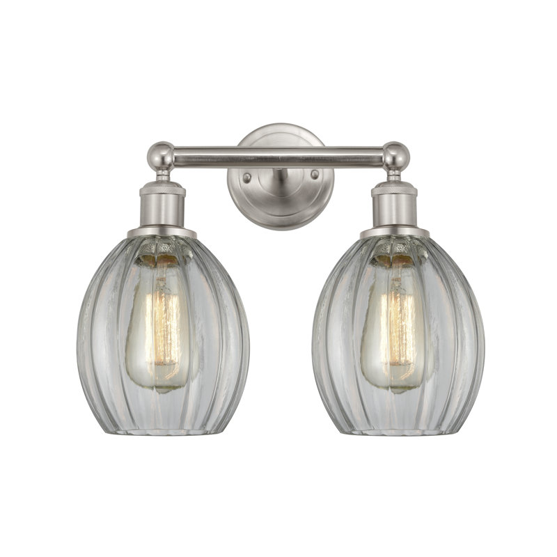 Éclairage pour meuble-lavabo à 2 lumières 14,5 pouces Bolduc, Transparent, Nickel satiné brossé