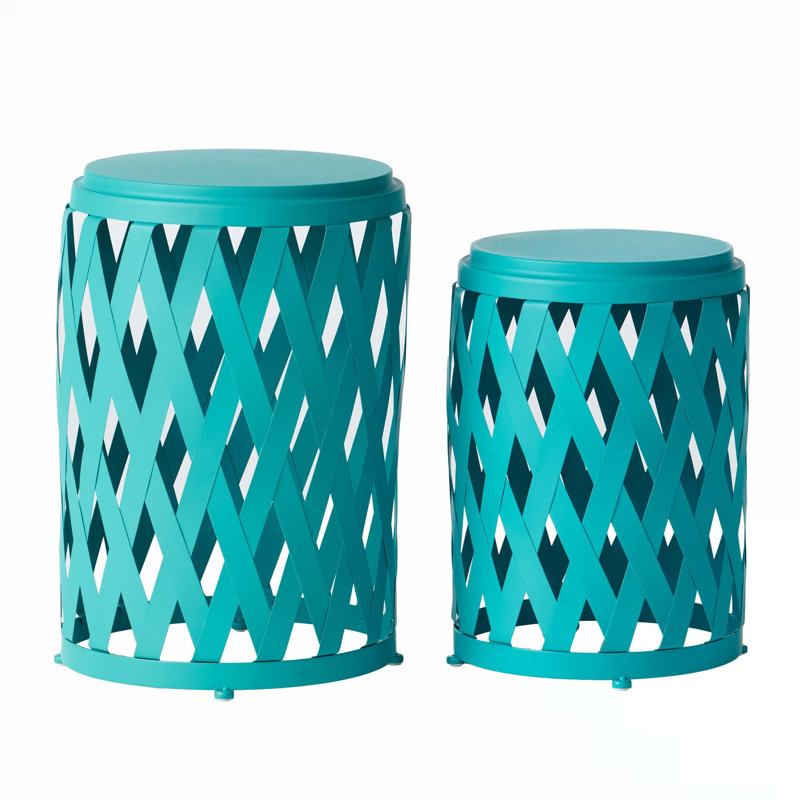 Jaloni Round Outdoor Side Table, Teal