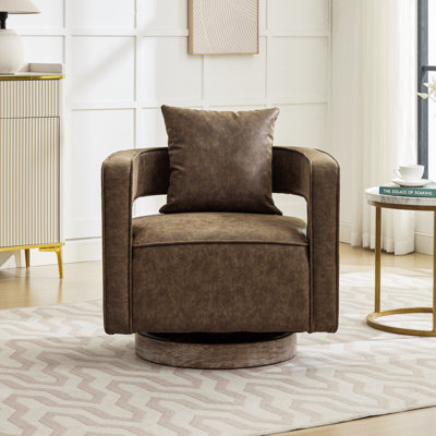Davidanthony Upholstered Swivel Barrel Chair
