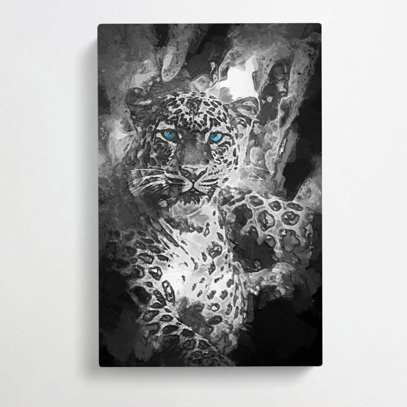 Bright Eyed Leopard in Abstract - Wrapped Canvas, 60cm H x 40cm W x 3cm D