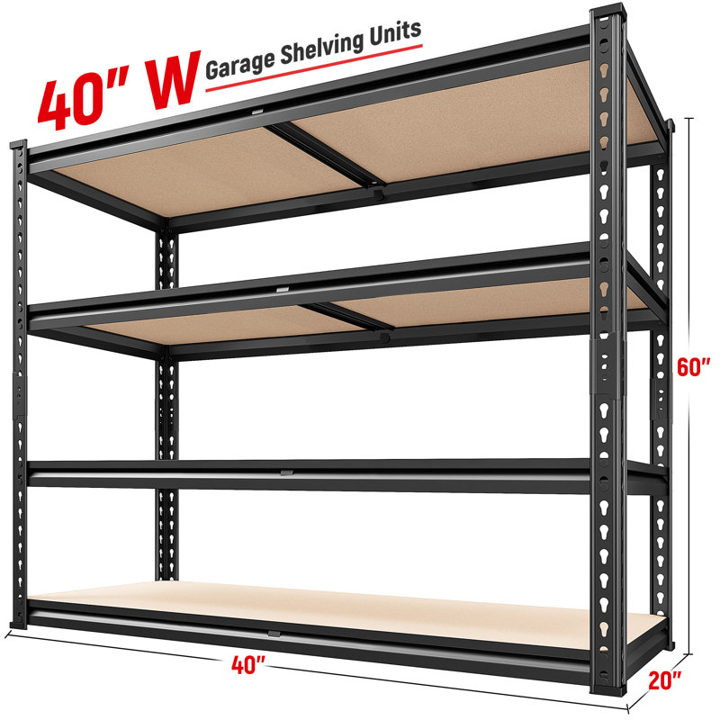 20"D X 40"W Shelving Unit Loads 2000Lbs, Heavy Duty Garage Shelving,  Adjustable Metal Storage Shelves, 60" H x 40" W x 20" D