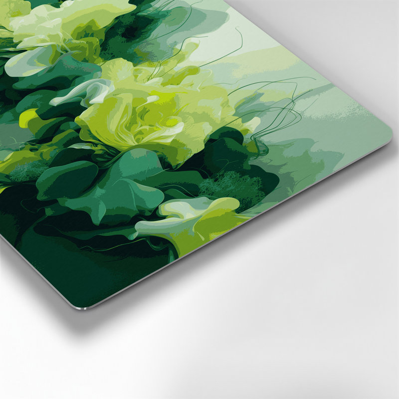 Art mural abstrait en métal vert 45, H 24 po x l 36 po