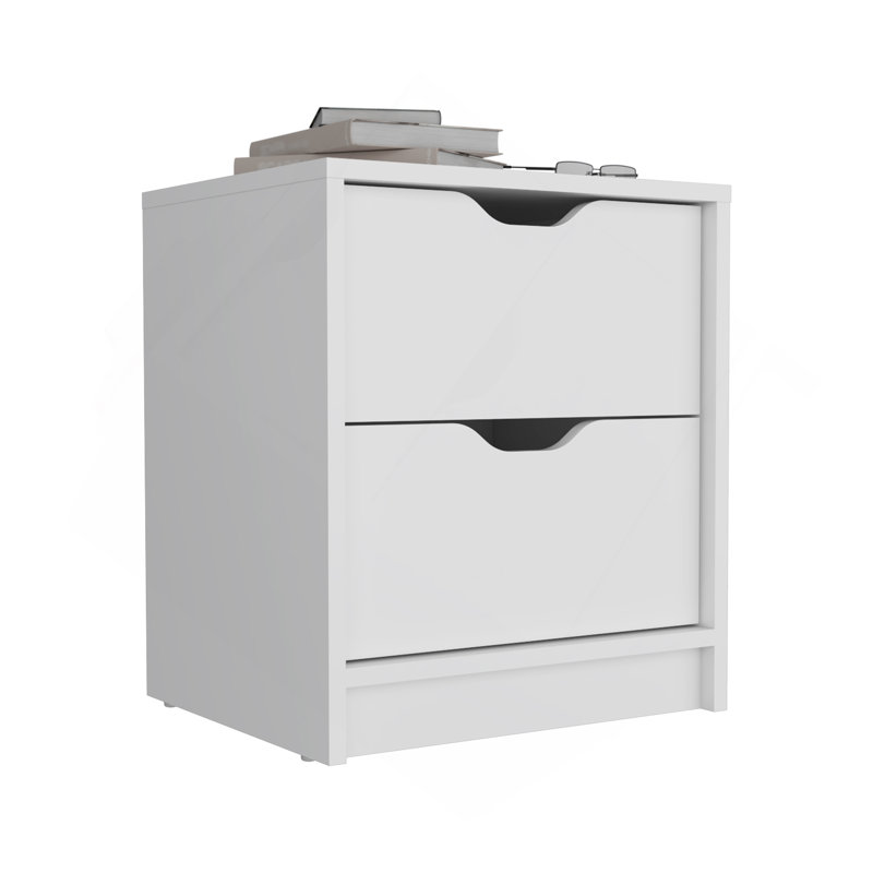 Table de chevet double H 19 po, table de chevet double, blanc, Blanc