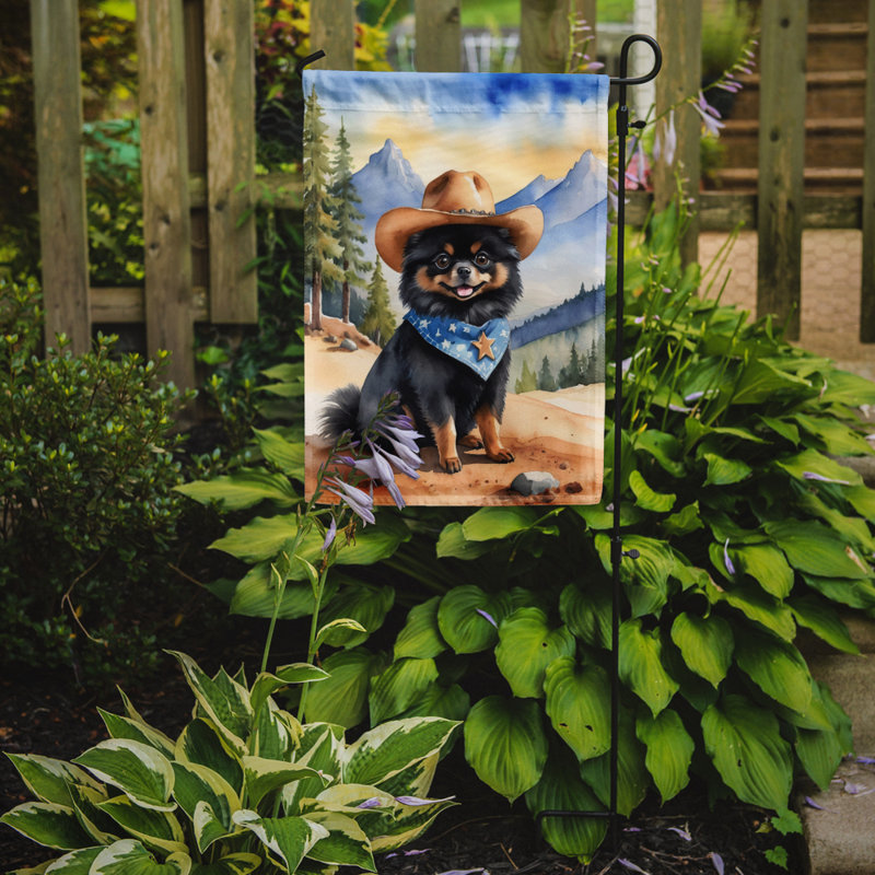 Drapeau Cowboy Welcome Garden, Loulou de Poméranie noir
