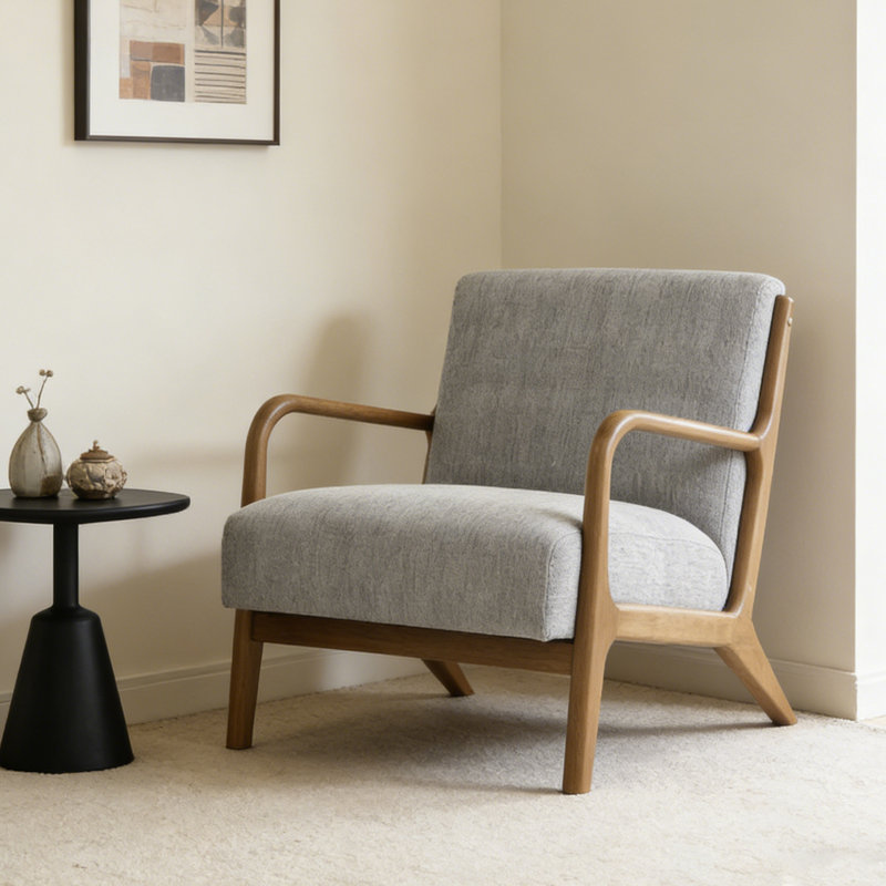  Chaise d'appoint en bois massif, Gris