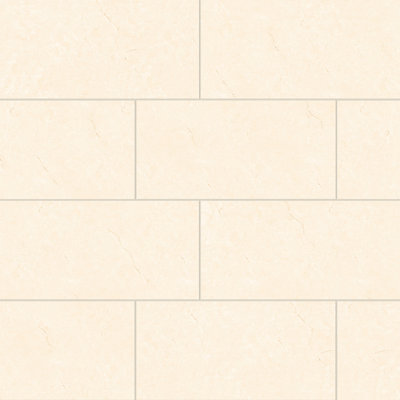 Shandar 12" x 24" Porcelain Marble Look Wall Floor Use Tile in Crema Marfil Light