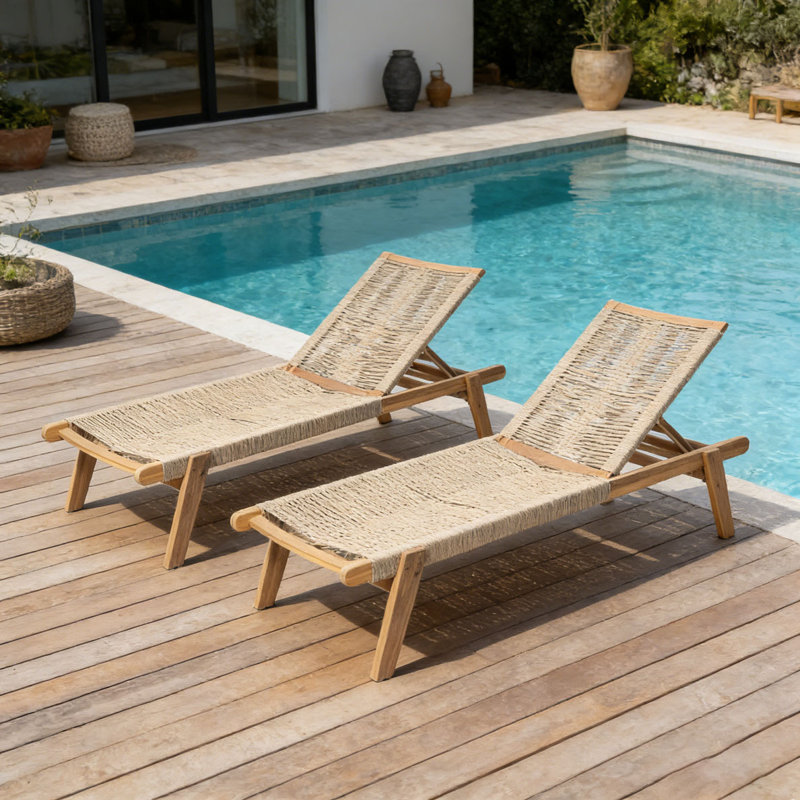 Chaise longue d'extérieur en corde