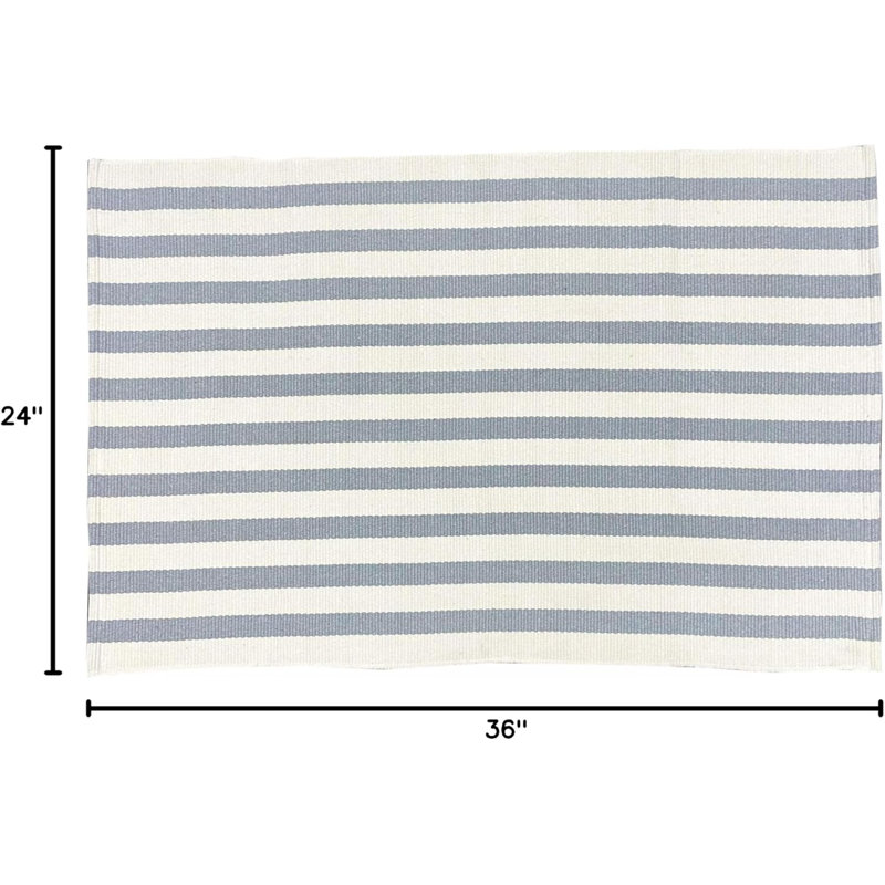 Cotton Blend Woven Classic Striped Area Rug 24" W X 36" L, Gray