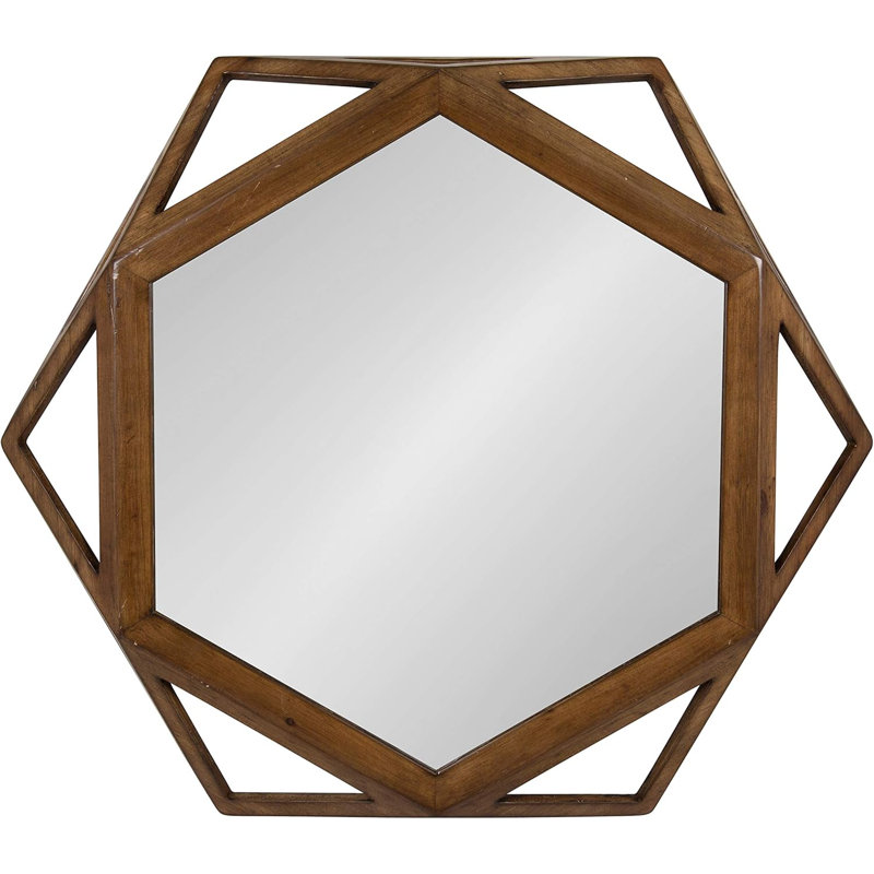 Octagonal Wooden Decorative Wall Mirror