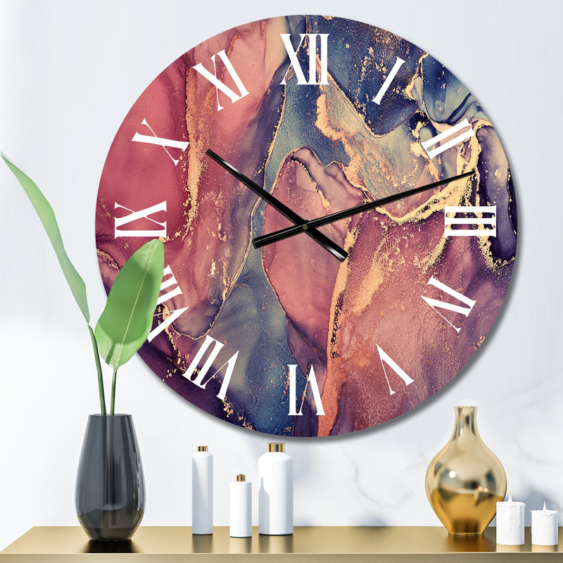 Art liquide brun et noir - horloge murale moderne, Petit