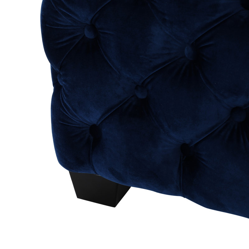 Velours bleu marine avec bouton chic - aspect moderne, bouton en point de diamant, 29 po x 29 po x 18,61 po, Marine