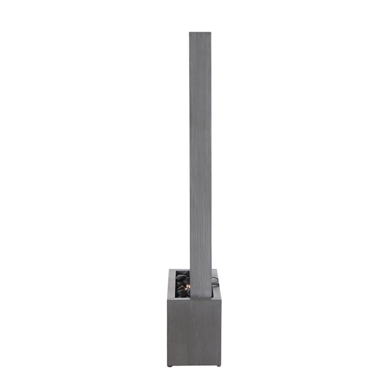 Versatile Zen Metal Fountain with Stone Brick Accent , Gray