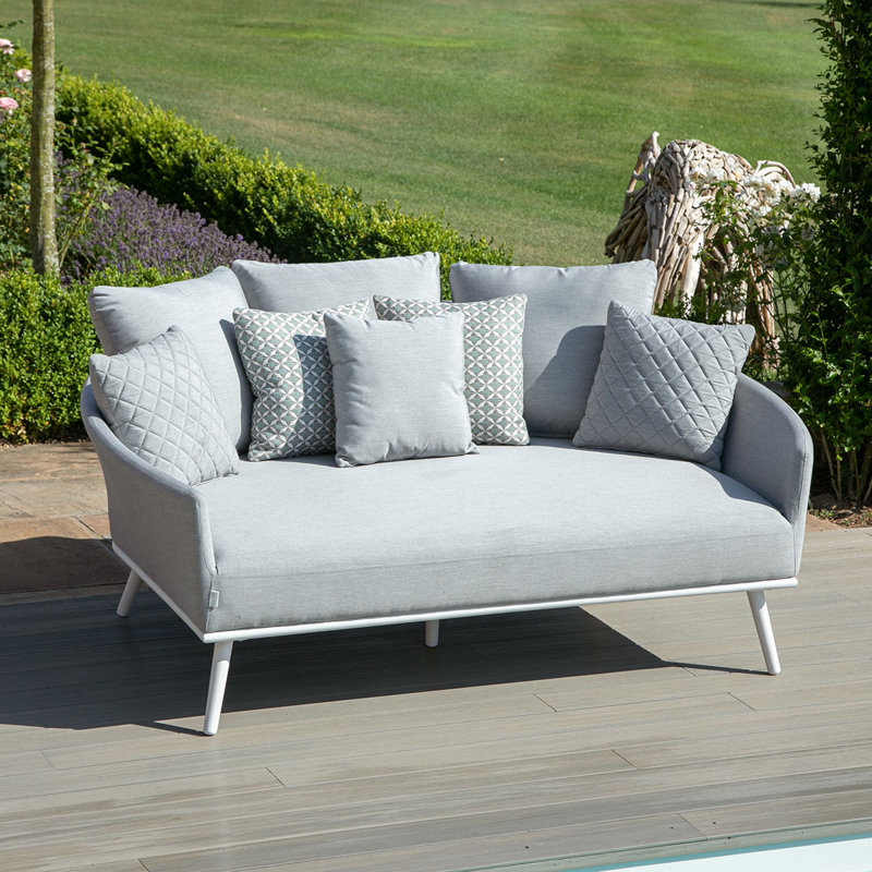 Faynett Outdoor Fabric Ark Daybed, Light Grey, White