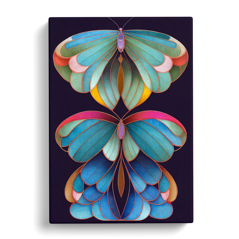 Art Nouveau Butterflies No.1 - Wrapped Canvas, 76cm H x 50cm W x 3cm D