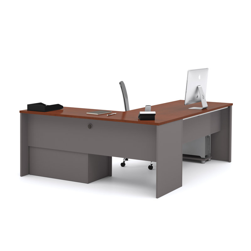 Aurea 2 Piece Computer Desk Office Set, Slate & Sandstone
