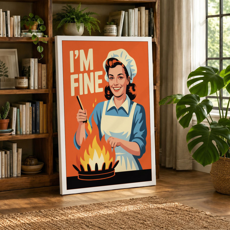 I'm Fine Retro - Wrapped Canvas, 18x12 - 45.7 x 30.5 cm, White Border