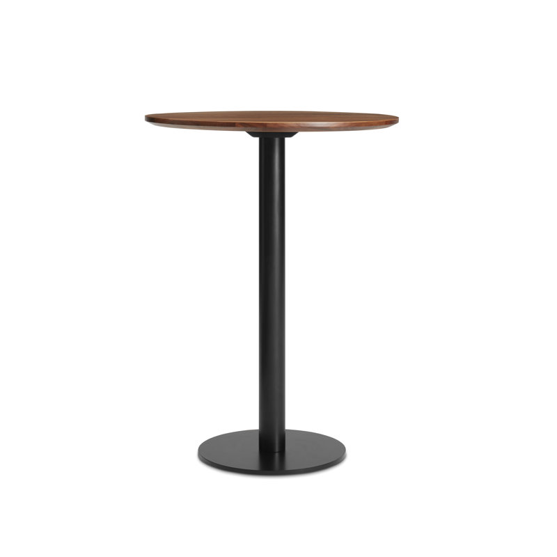 Easy Round Dining Table, Walnut, Matte Black, 40" H x 30" W x 30" L