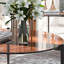 Table basse grise simple à trépied ronde, verre trempé / finition noire-464392430