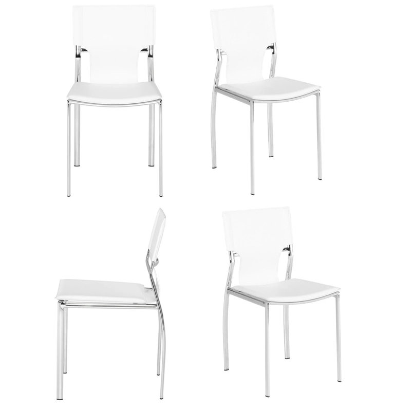Chaise de salle à manger en cuir, Blanc