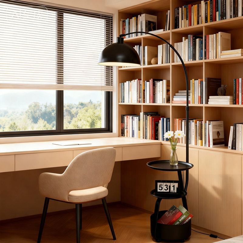 72'' Black Tray Table Floor Lamp