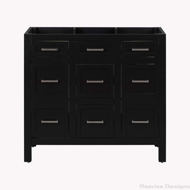 Base de meuble-lavabo simple 35,4 po seulement, Noir, Argent