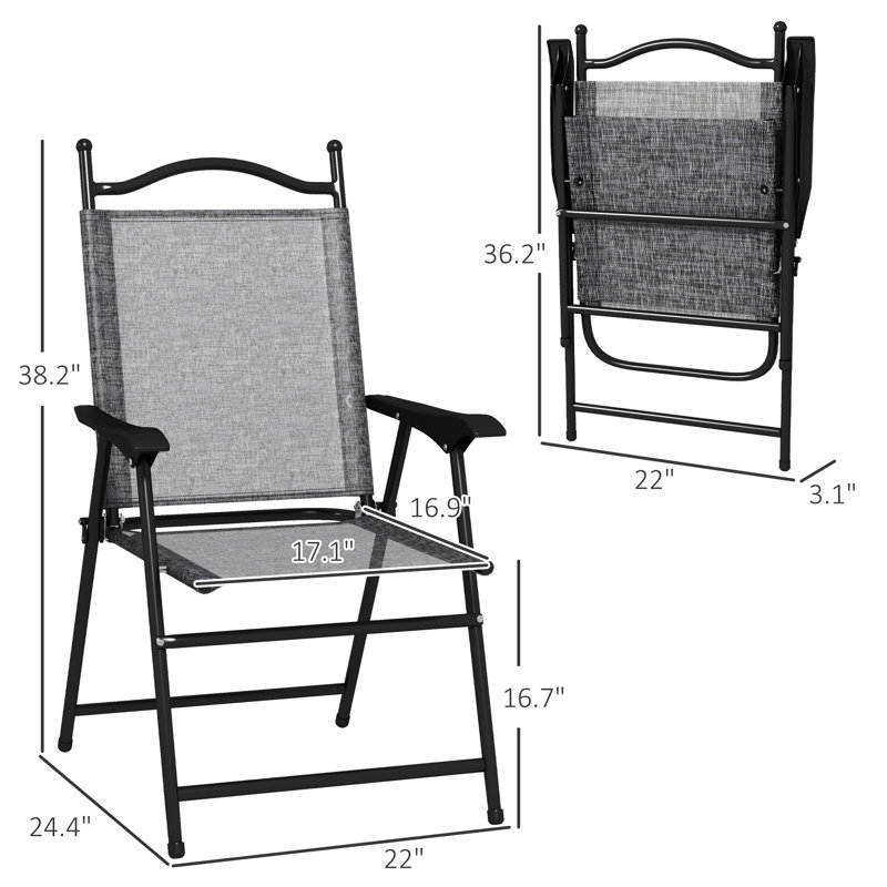 Chaises de camping pliantes avec siège respirant, gris, 2 plateaux de chaise Zero Gravity, gris