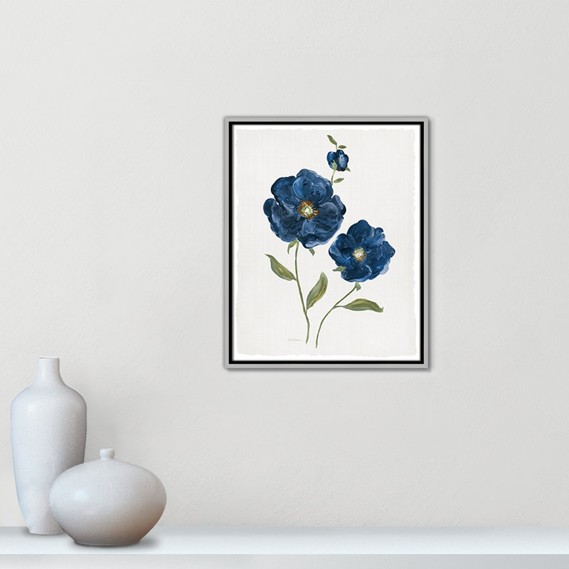 «Blue Poppies Print» par Carol Robinson, H 21,5 po x l 17,5 po x P 2 po, Argent