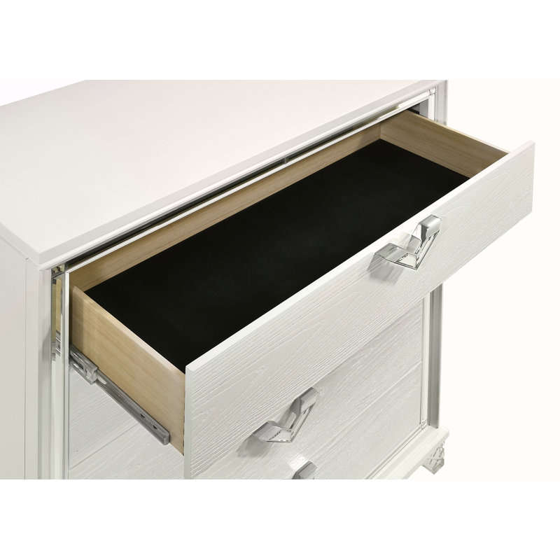 Modern Style 2-Drawer Nightstand With LED Glow & V-Shape Handles
